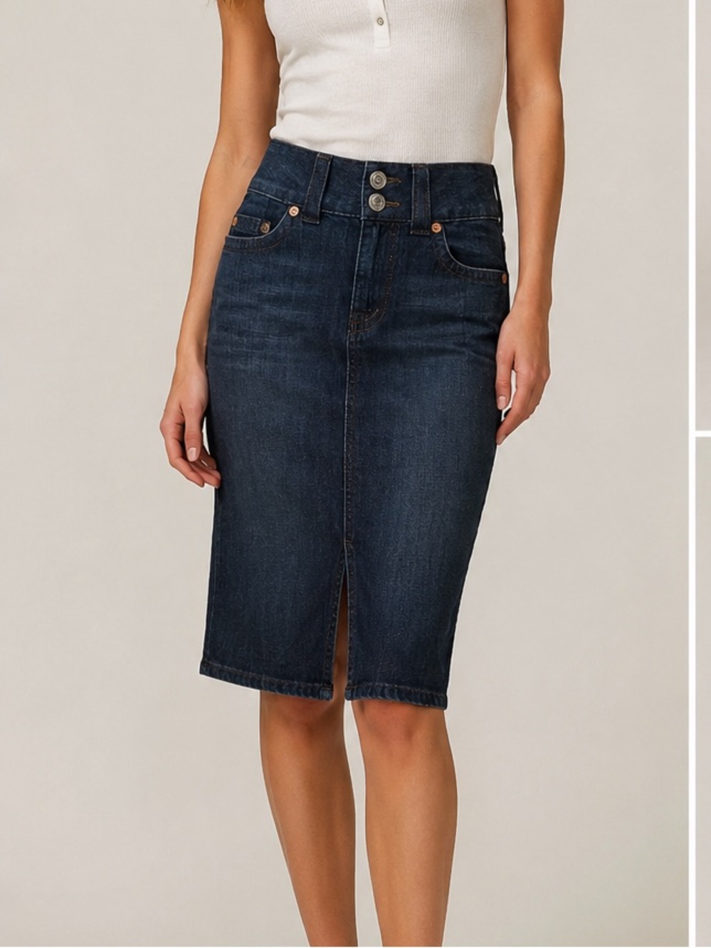 True Religion Marissa Pencil Denim Midi Skirt